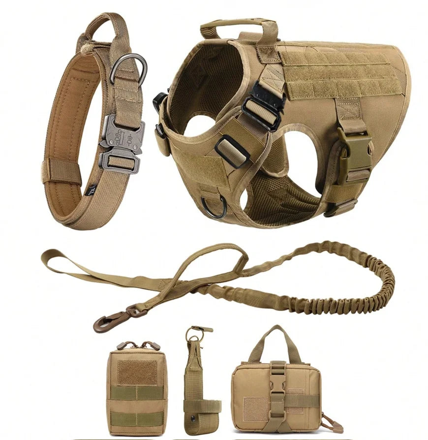 Set pettorina tattica e guinzaglio per cani, taglie S-XL