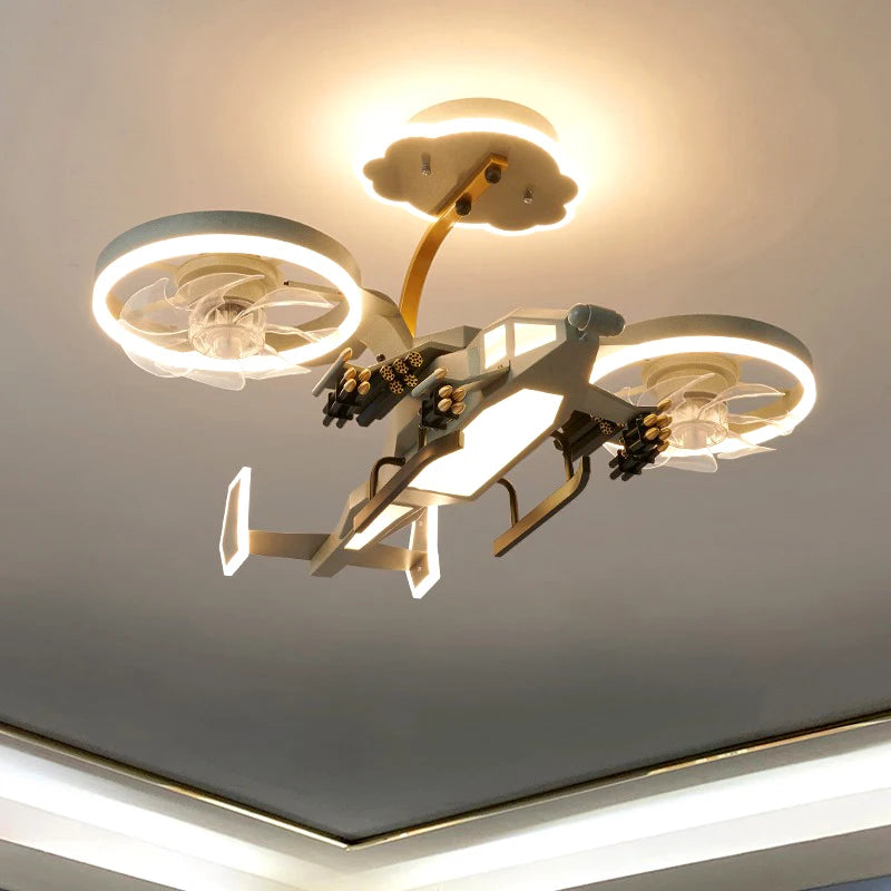 Ventilatore da soffitto a forma di aereo con luce per cameretta