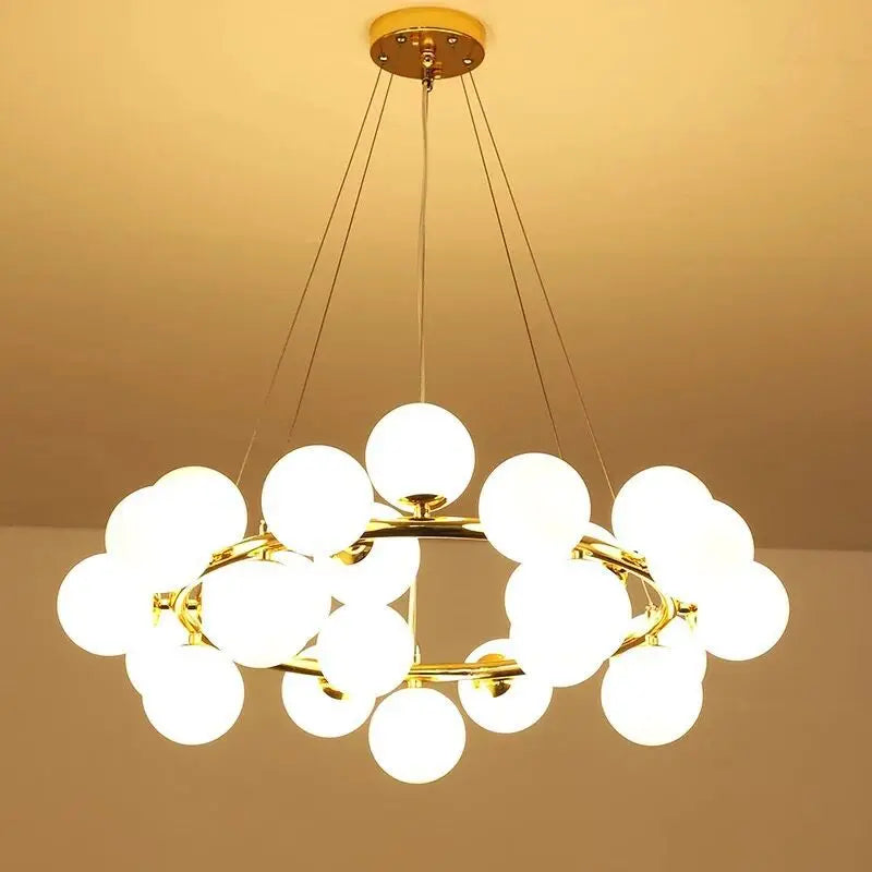 Lampadario nordico con sfere in vetro, da 8 a 25 luci – dettaglio 2