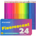 Matite colorate a base d'olio, 24 colori fluo, mina morbida 2B