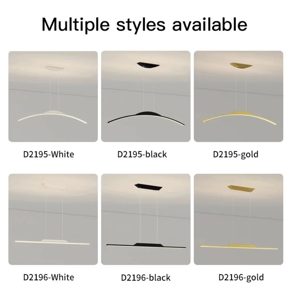 Lampada a sospensione lineare LED, 100 o 120 cm, nera o bianca – dettaglio 5