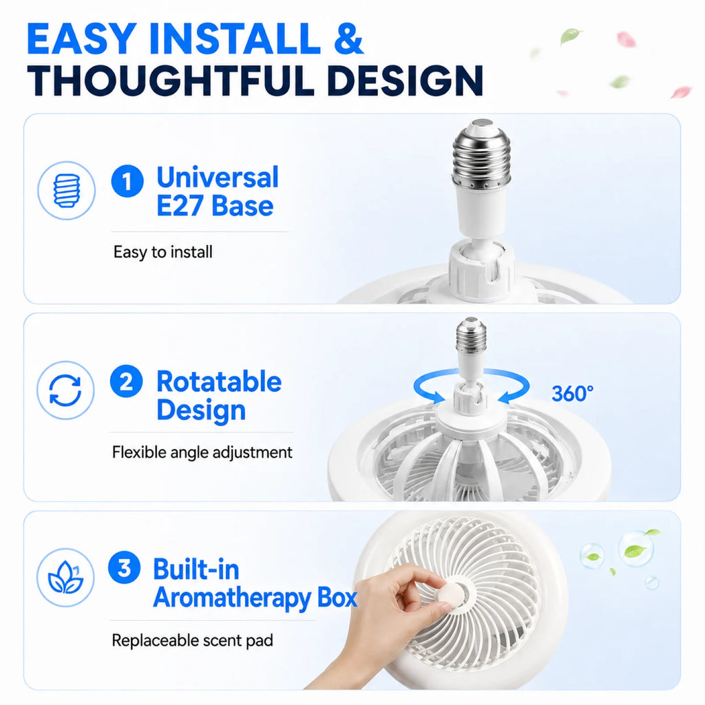 Ventilatore da soffitto 2in1 con lampada LED e attacco E27 – dettaglio 5
