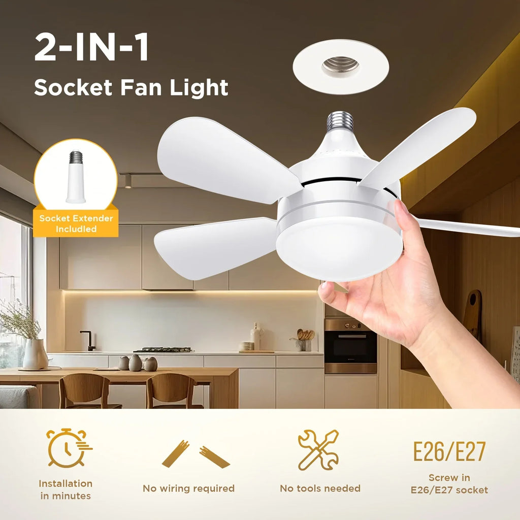 Ventilatore da soffitto a LED con telecomando Lampada a sospensione E27 dimmerabile per soggiorno Studio – foto 3