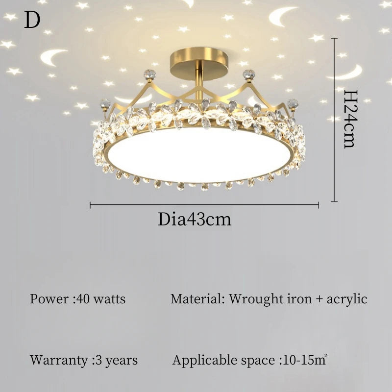 Lampadario a soffitto moderno a LED con corona di cristallo Luci per bambini Camera da letto per ragazze – foto 8