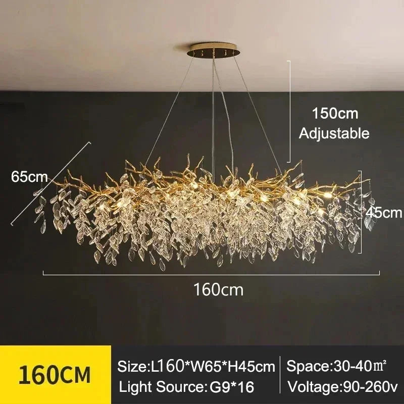 Lampadario moderno di lusso a soffitto in cristallo Lampada a sospensione a led Sala da pranzo Soggiorno – foto 8