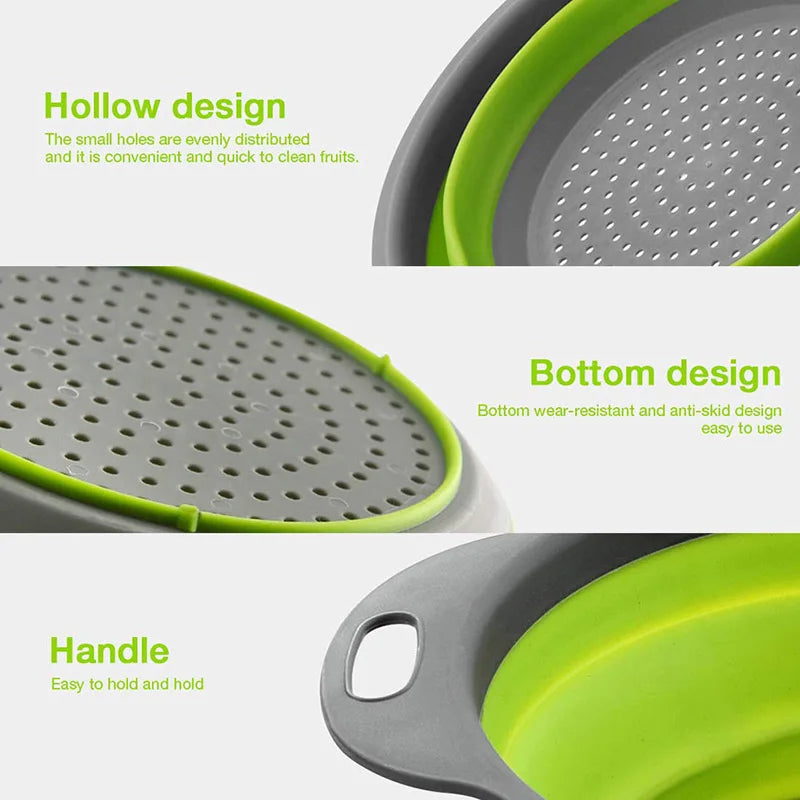 Cestello scolapasta pieghevole in silicone, misure S e L – dettaglio 4