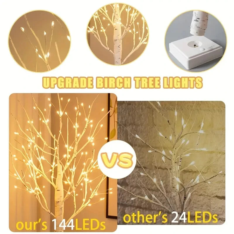 Albero di betulla luminoso a 24 o 144 LED, bianco caldo – dettaglio 4