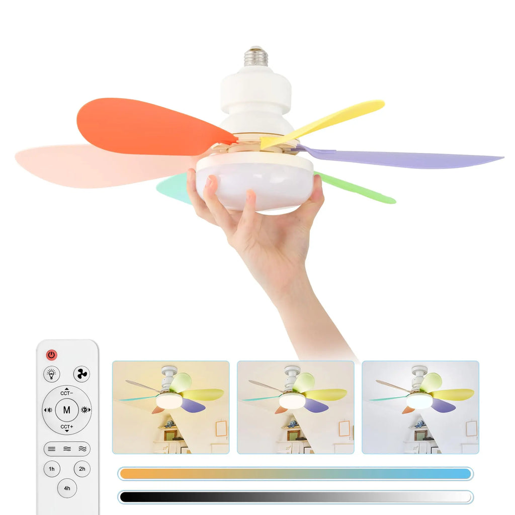 Ventilatore da soffitto moderno con luce LED da 52 cm, silenzioso, con telecomando, per camera, ufficio – foto 2