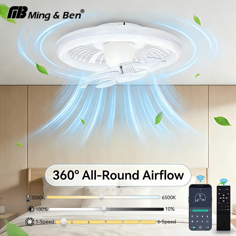 Ventilatore da soffitto moderno con luce, telecomando e regolazione continua dell'intensità luminosa a 360° °