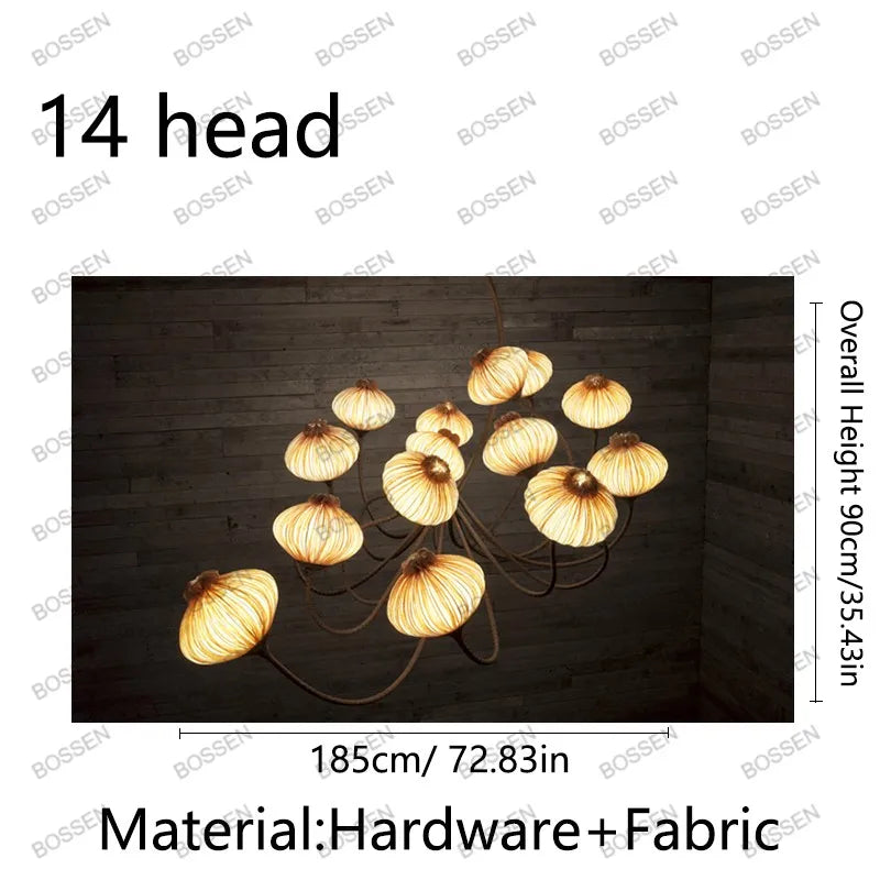 Lampadario in tessuto stile fattoria, 3 luci o applique – dettaglio 9