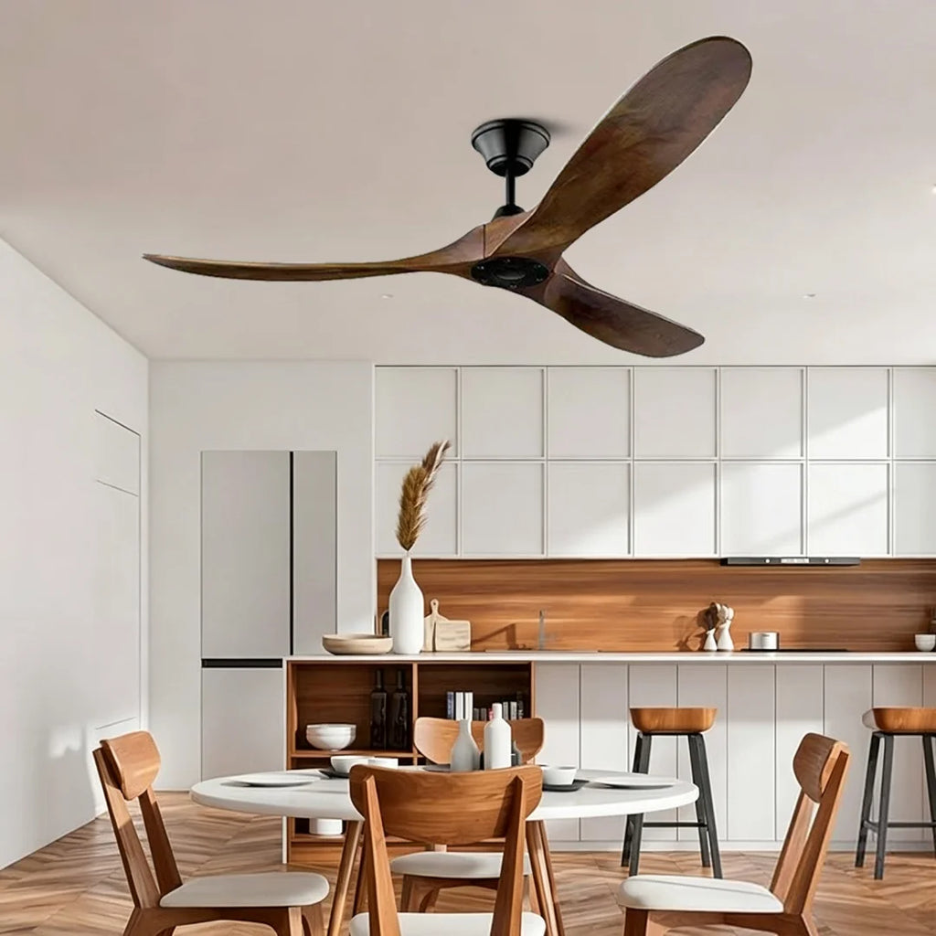 Ventilatore da soffitto grande da 5260 pollici con telecomando, motore DC, pale in legno reversibili