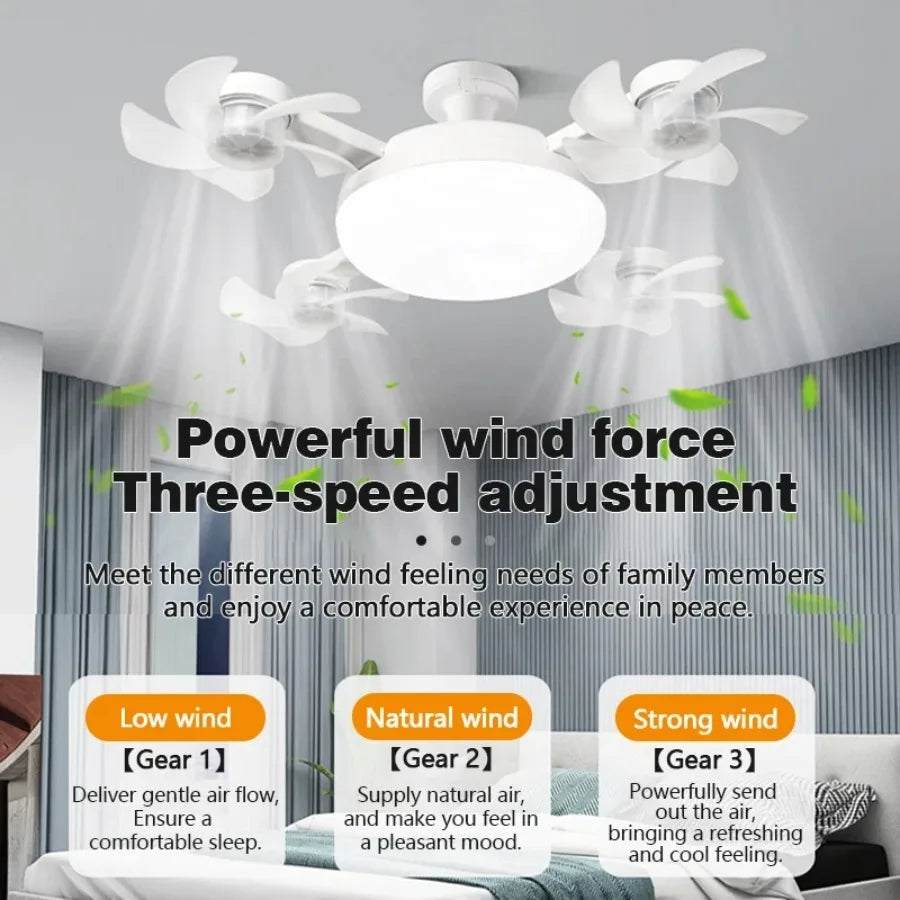 Ventilatore da soffitto moderno e creativo a LED con luce ad alta potenza eolica, telecomando silenzioso – foto 6