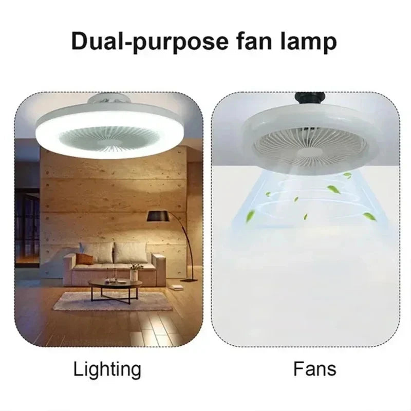 Ventilatore da soffitto intelligente 3 in 1 con telecomando, illuminazione e base di conversione E27 – foto 3