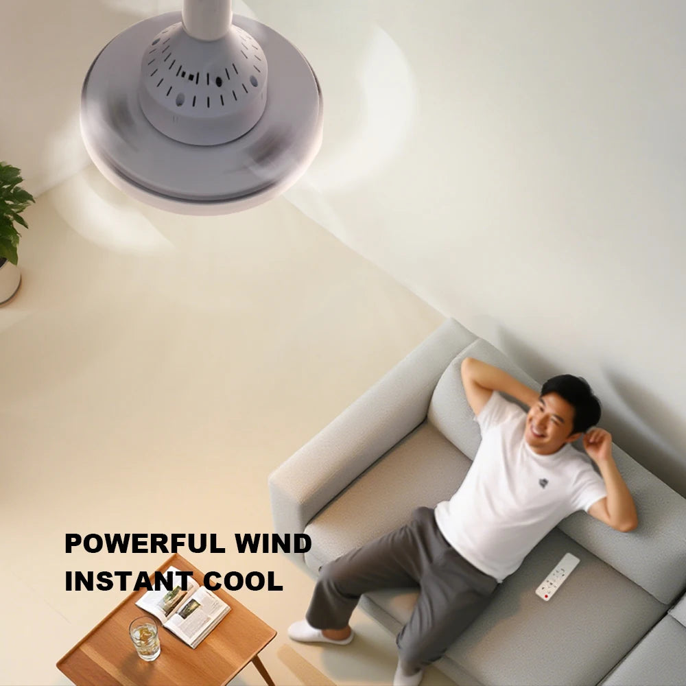 Ventilatore da soffitto LED E27 85-265V con telecomando per interni domestici Soggiorno Studio Illuminazione – foto 5