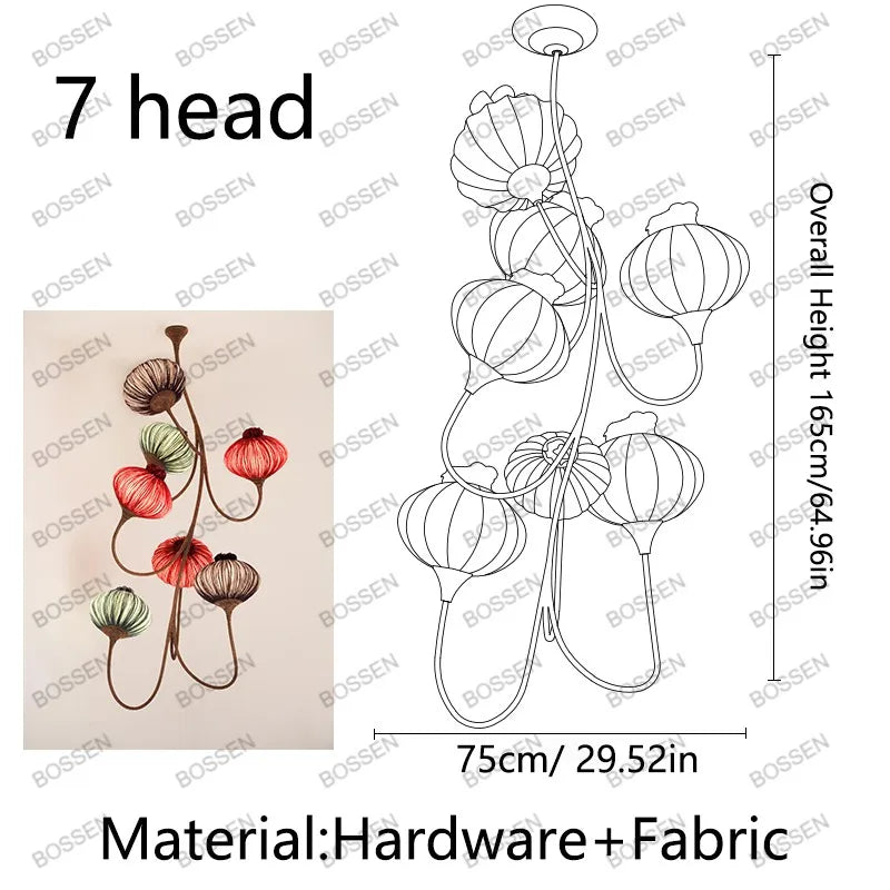 Lampadario in tessuto stile fattoria, 3 luci o applique – dettaglio 10