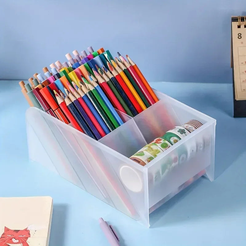 Portapenne organizer da scrivania in plastica trasparente – foto 4