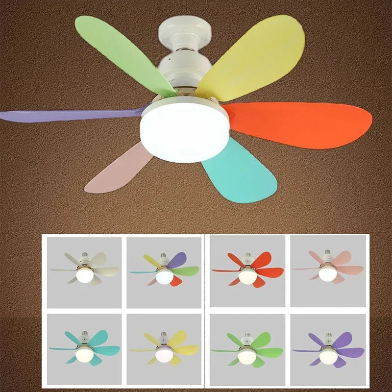 Ventilatore da soffitto con luce E27, bianco o multicolore – dettaglio 5