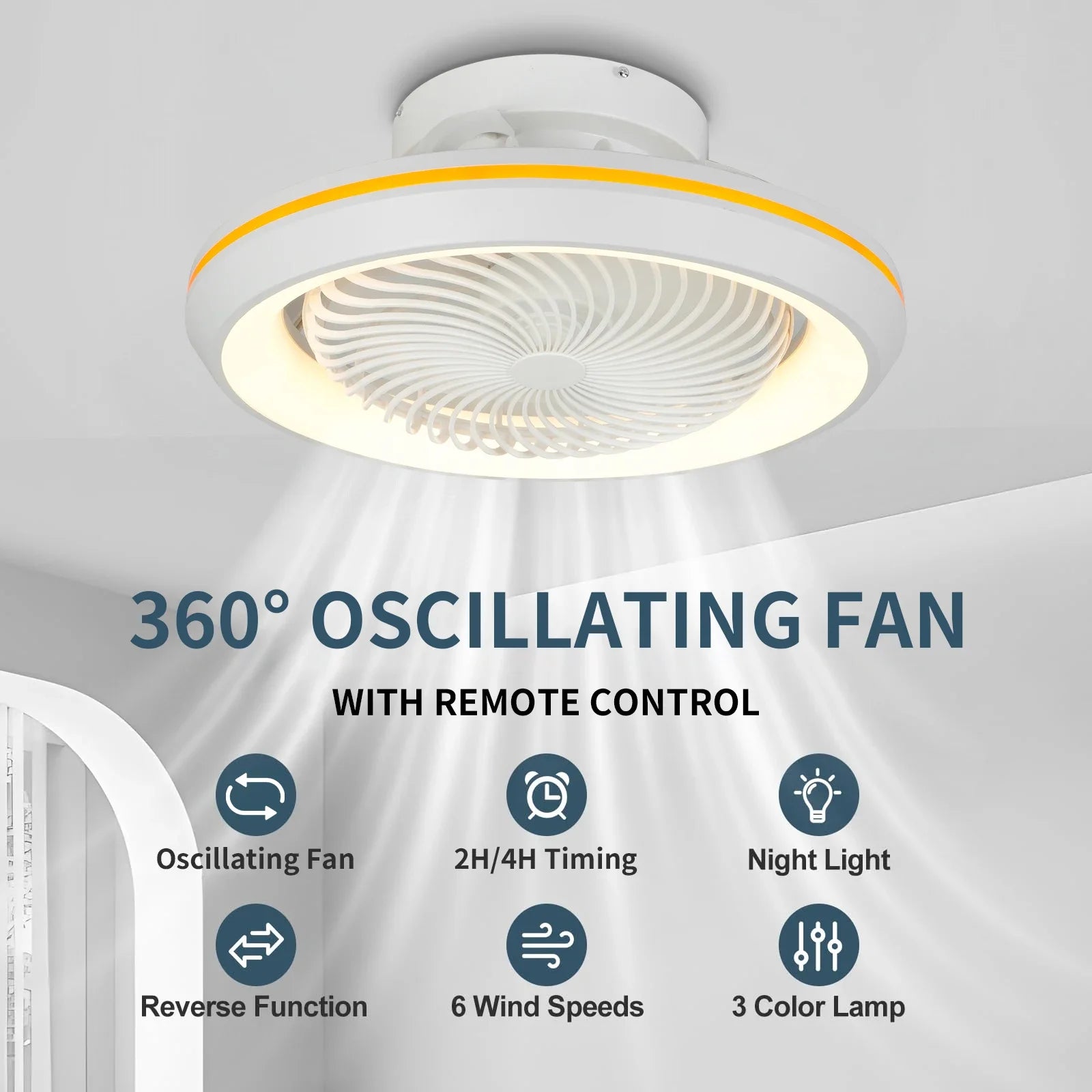 Plafoniera con ventilatore incorporato 49 cm e telecomando – dettaglio 2