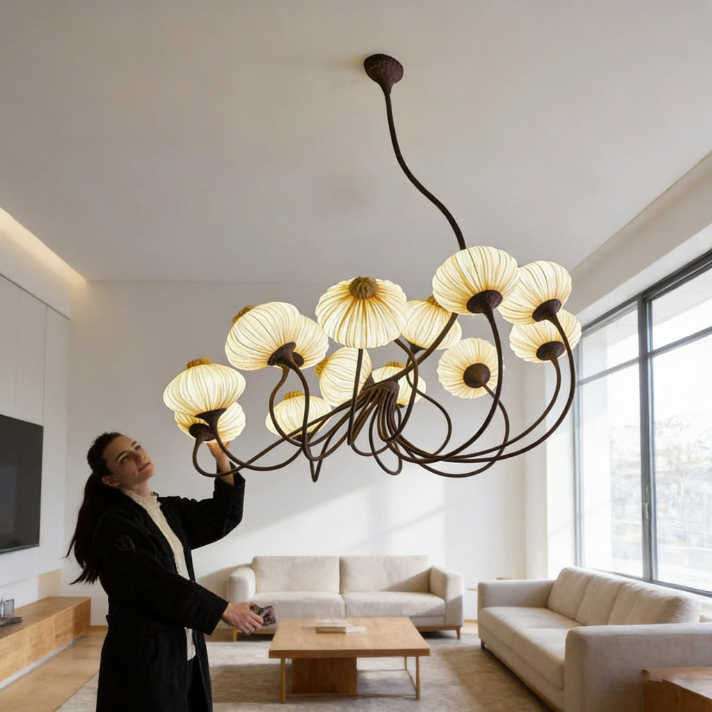 Lampadario in tessuto stile fattoria, 3 luci o applique – dettaglio 5