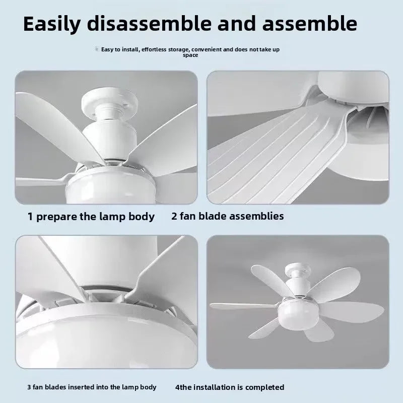 Ventilatore da Soffitto con Luce E27, Telecomando, Super Silenzioso, per Camera da Letto, Cucina e – foto 4