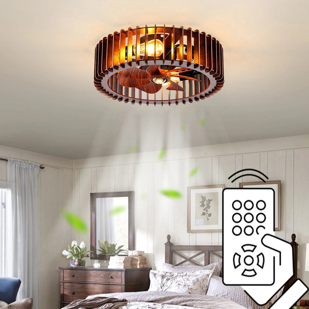 Ventilatore da soffitto a gabbia con luce, basso profilo – dettaglio 1