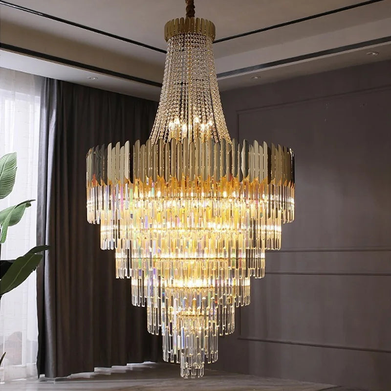 Lampadario di cristallo a colonna, D60 x H100 cm