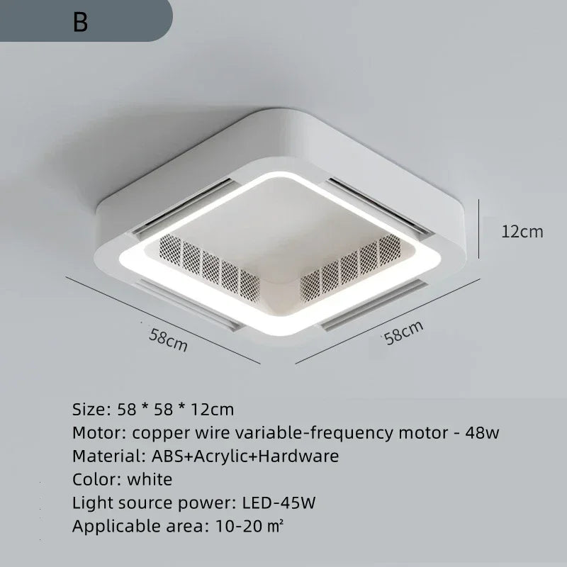 2025 Lampada da soffitto invisibile senza lama con telecomando leggero senza pale Circolatore LED DC – foto 7