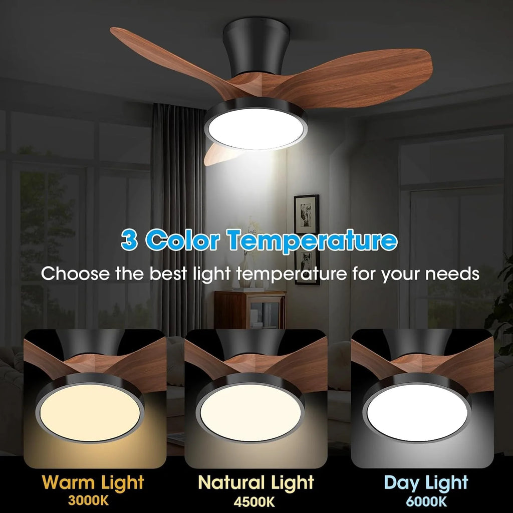 Ventilatore da soffitto con telecomando Illuminazione da soffitto Piccolo a tre foglie per camera da letto – foto 3