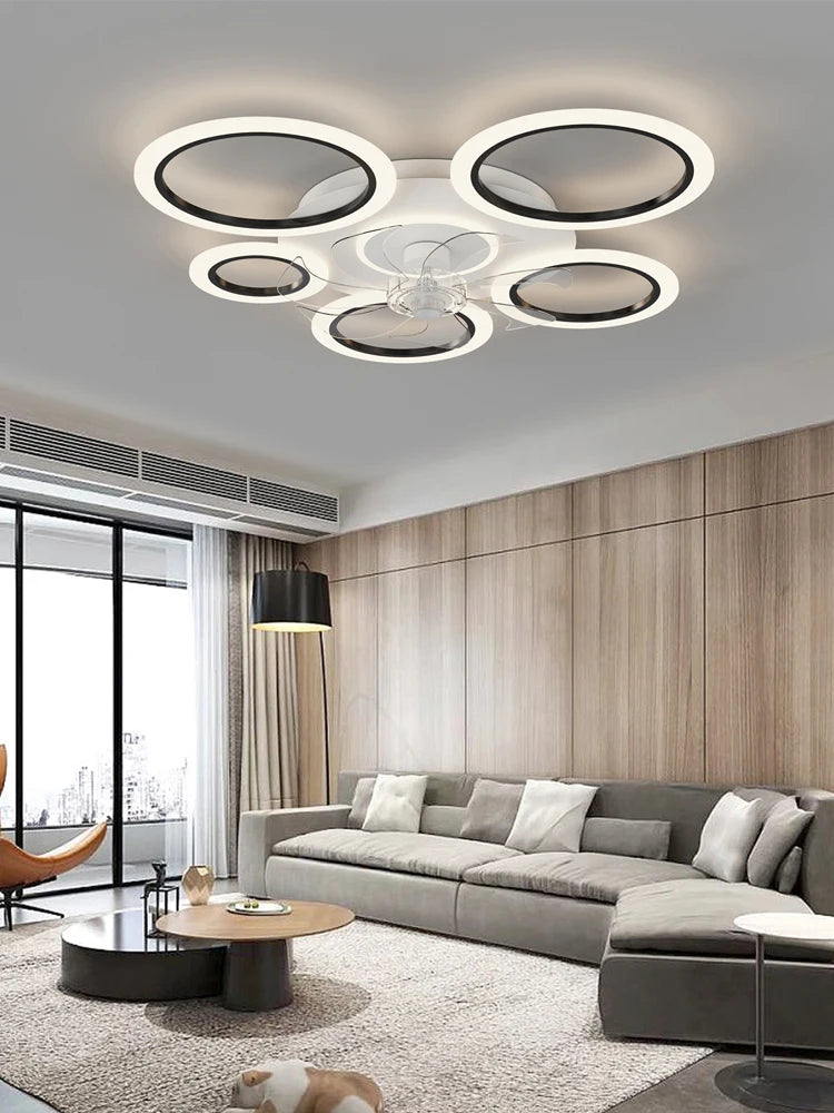 Ventilatore da Soffitto Moderno Bianco Minimalista con Luce, Controllo Intelligente, Sistema di Illuminazione – foto 3