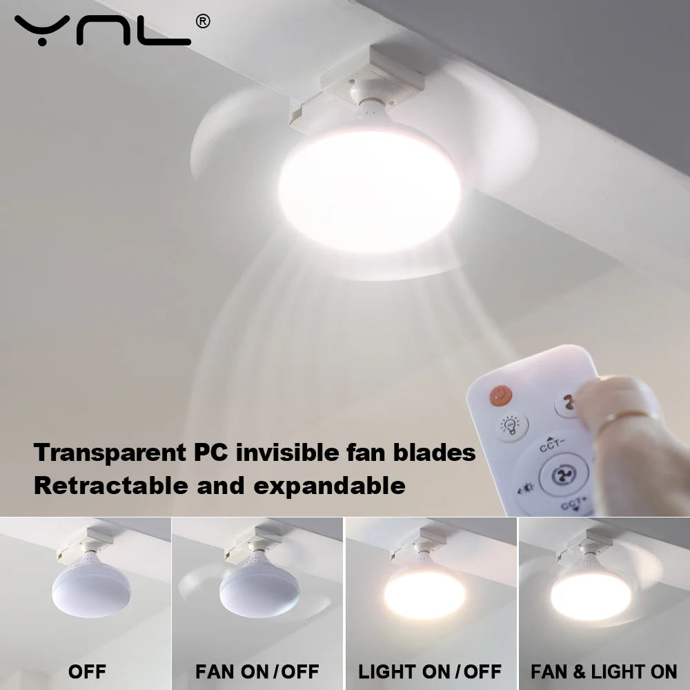 Ventilatore da soffitto LED E27 85-265V con telecomando per interni domestici Soggiorno Studio Illuminazione