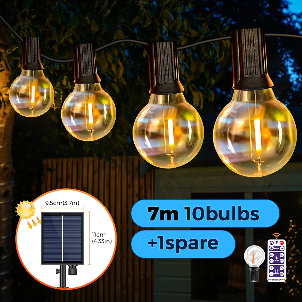 Catena luminosa solare G40 da esterno, da 7 a 12 metri – dettaglio 7