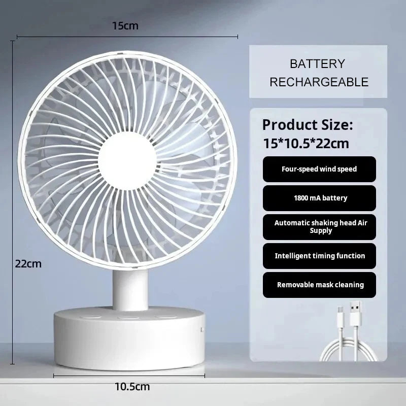 Ventilatore da tavolo ricaricabile con timer, 4 velocità – dettaglio 6