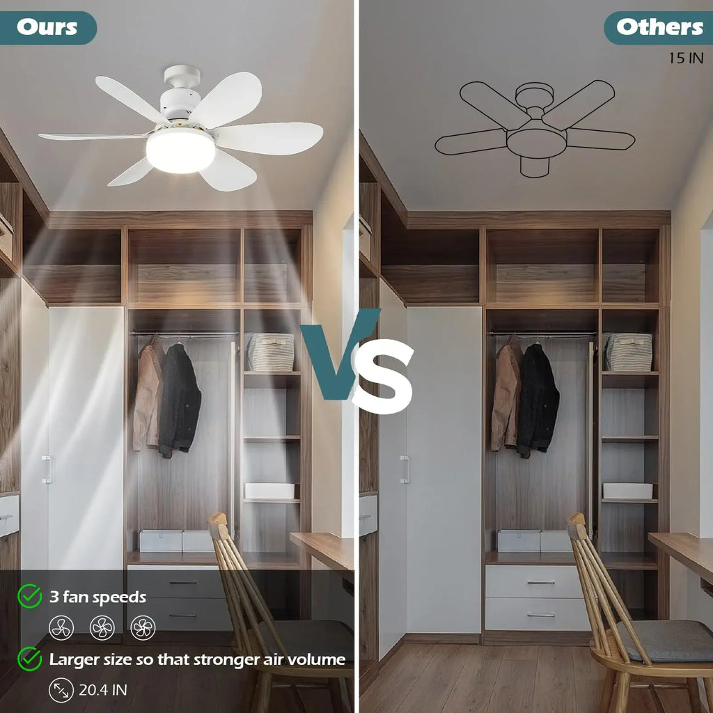 Ventilatore da soffitto a LED da 40W con luce E27 e telecomando per la regolazione della luminosità, adatto – foto 5