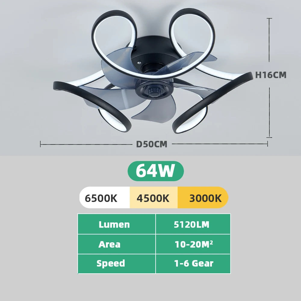 Ventilatore da Soffitto con Luce e Telecomando APP