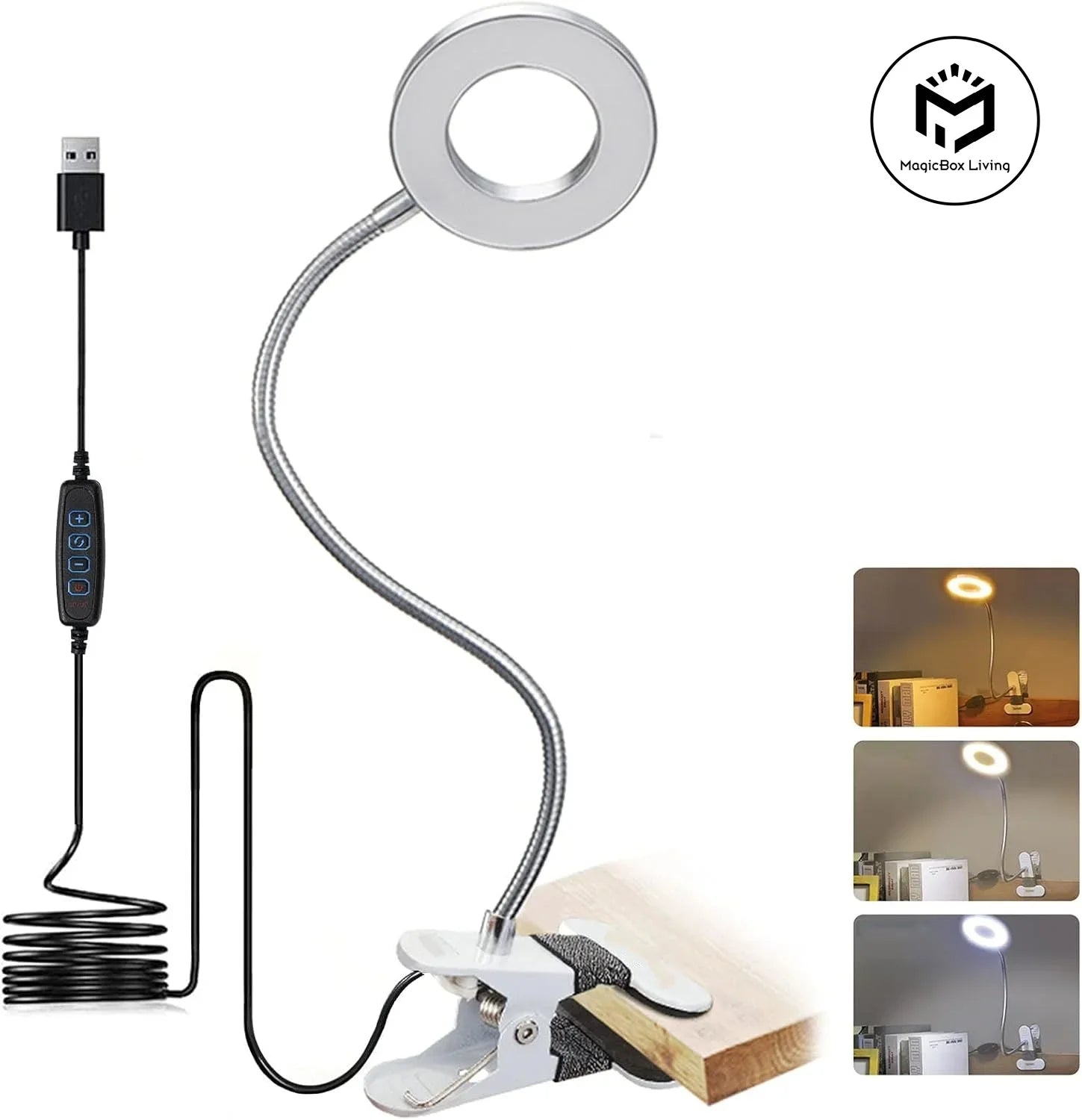 Lampada da lettura con clip, 48 LED e tre tonalità di luce – foto 8
