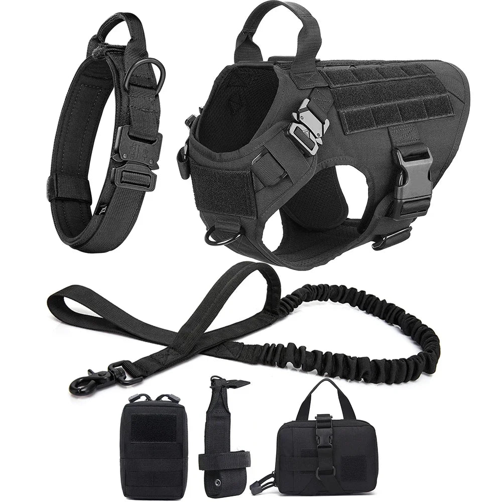 Set pettorina tattica e guinzaglio per cani, taglie S-XL – dettaglio 5