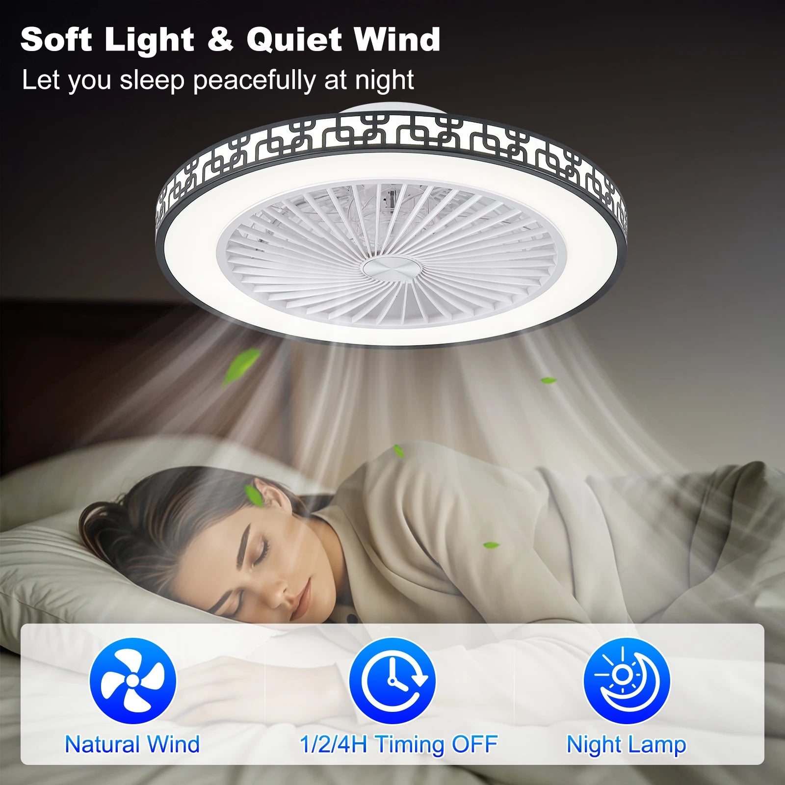 Ventilatore da soffitto con luce LED dimmerabile, 6 velocità – dettaglio 5