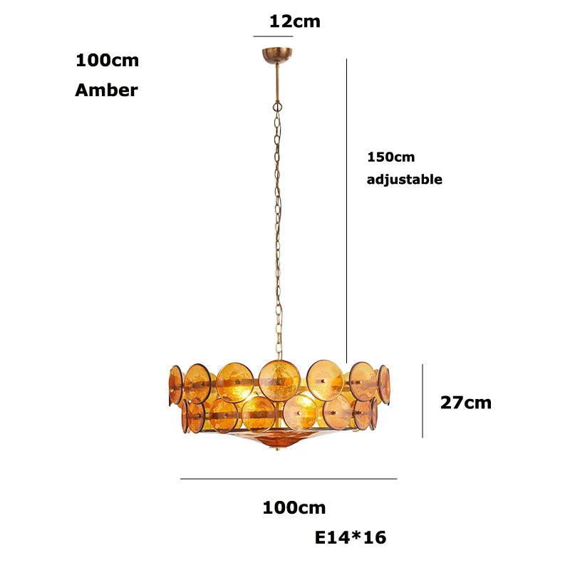 Lampadario in vetro artistico E14, 60 cm, 3 colori – dettaglio 12
