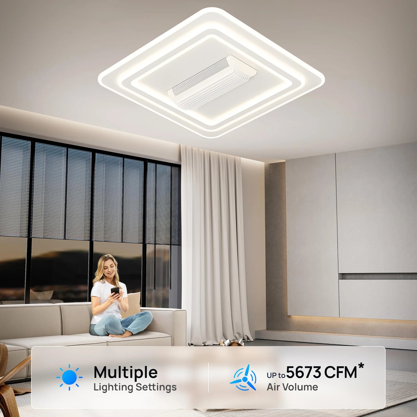 Ventilatore da soffitto senza lame con luce LED 3000-6500K – dettaglio 3