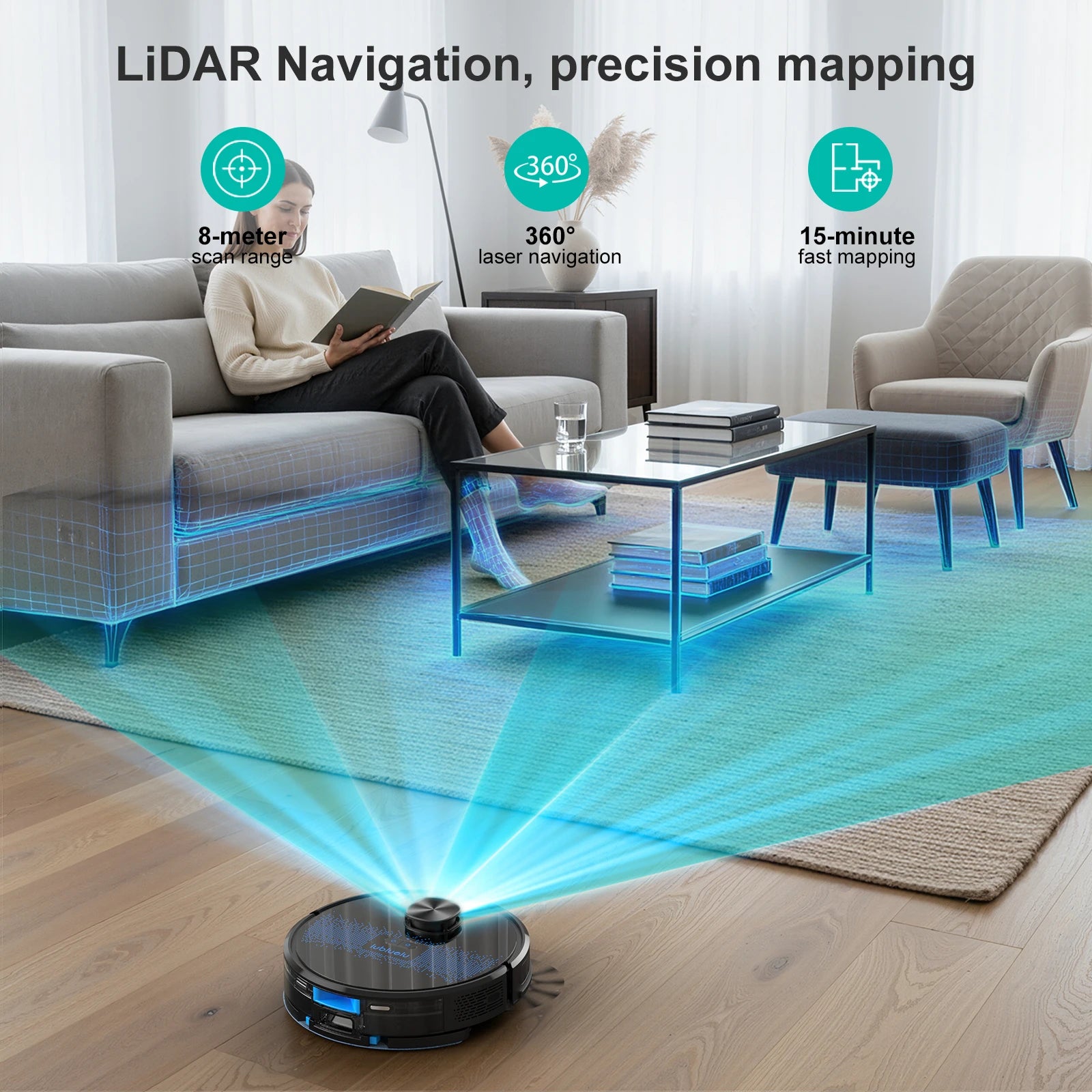 Robot aspirapolvere e lavapavimenti 4000 Pa, controllo da app – dettaglio 3