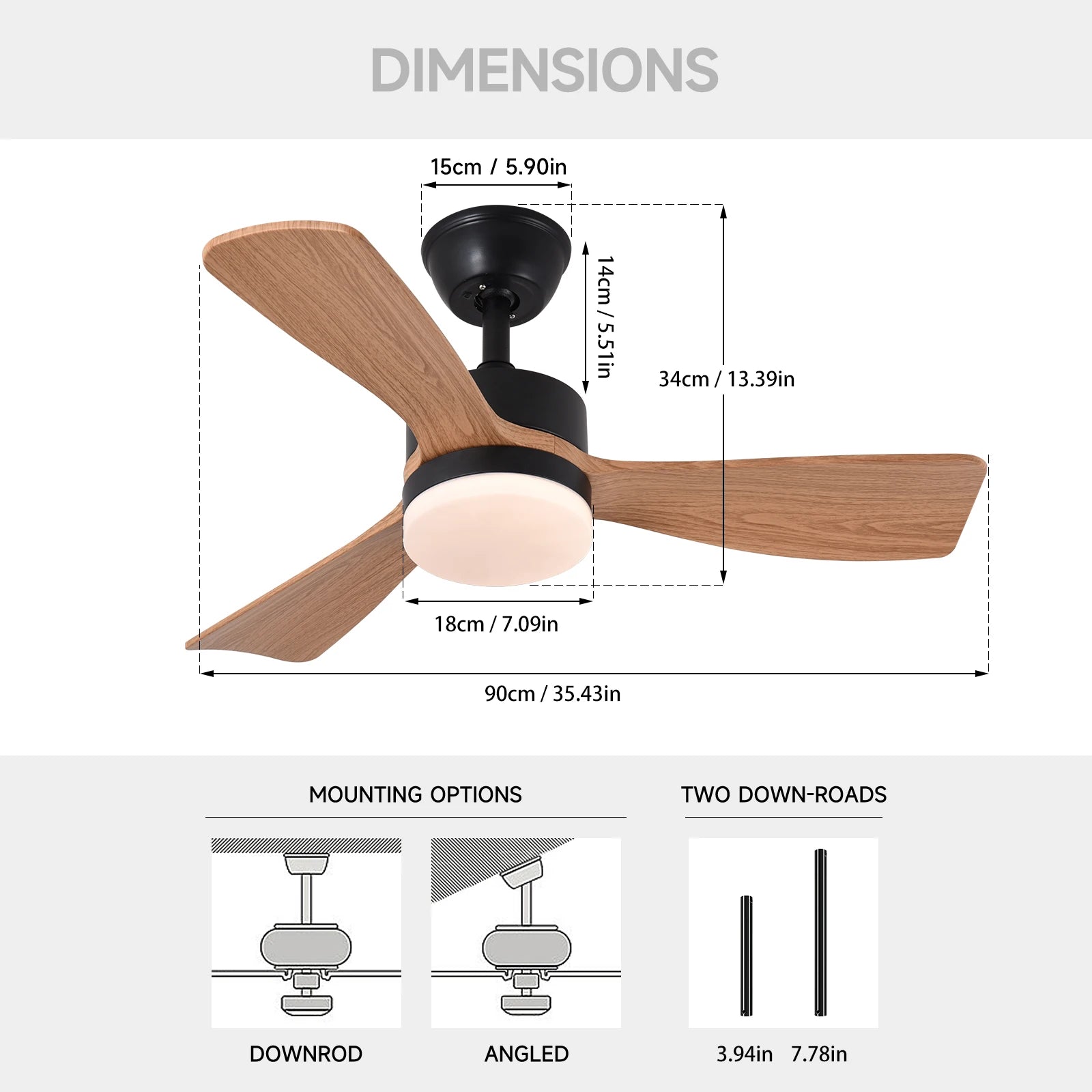 Lampadario con ventilatore e luce LED RGB, da 29 a 52 pollici – dettaglio 8