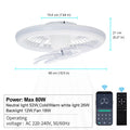 Ventilatore da soffitto moderno con luce, telecomando e regolazione continua dell'intensità luminosa a 360° ° – foto 7