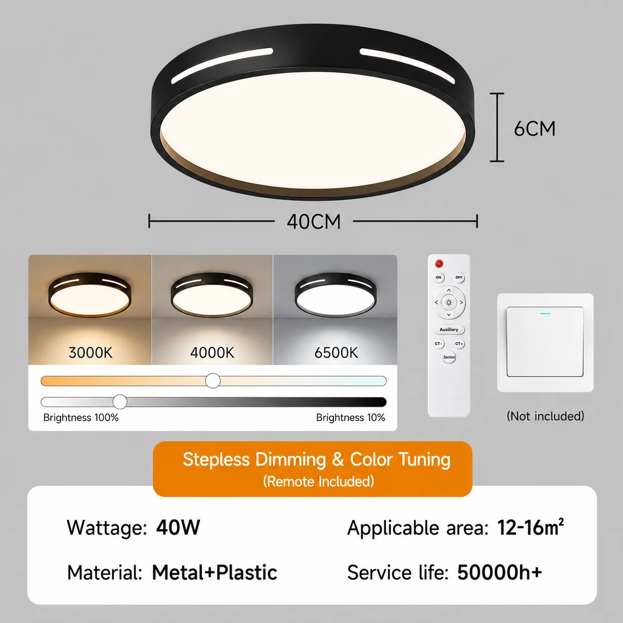 Lampada da soffitto moderna con telecomando, luce da soffitto per l'arredamento della casa, per soggiorno, cucina, corridoio, lampada a pannello LED dimmerabile 220V