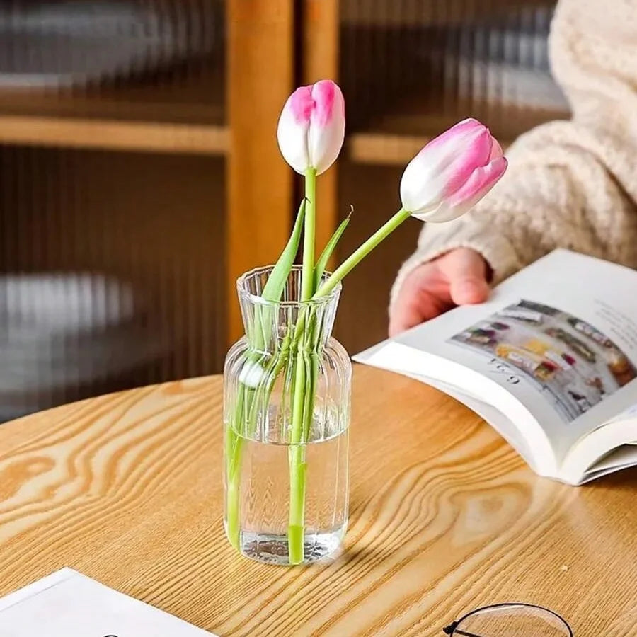 Vasi in vetro a strisce per fiori e piante idroponiche – dettaglio 4