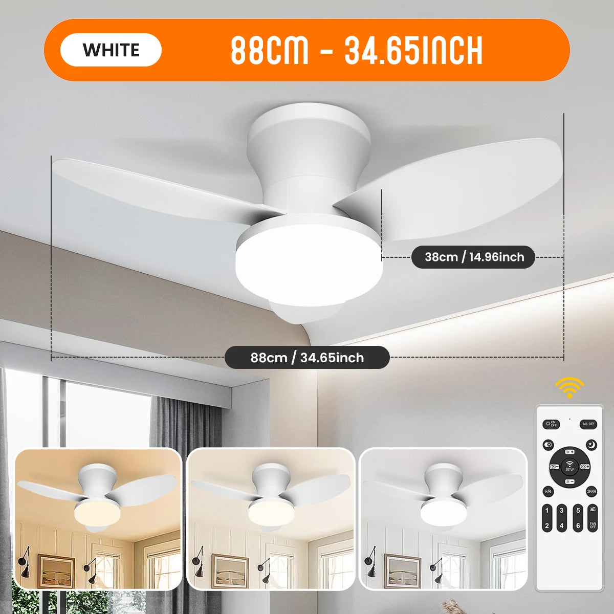 Ventilatore da soffitto basso profilo, motore CC reversibile – dettaglio 6