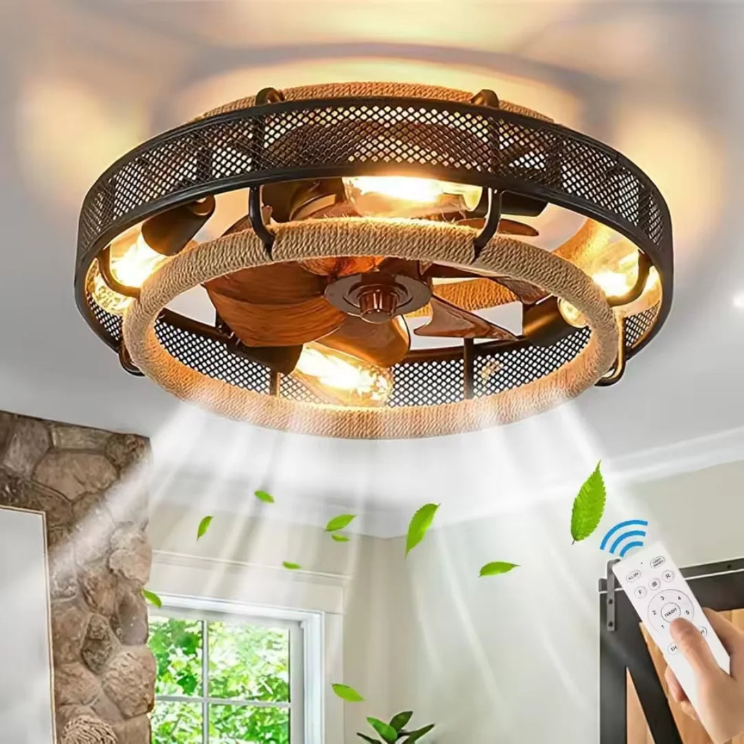 Ventilatore da soffitto 50 cm in ferro battuto con luce – dettaglio 6