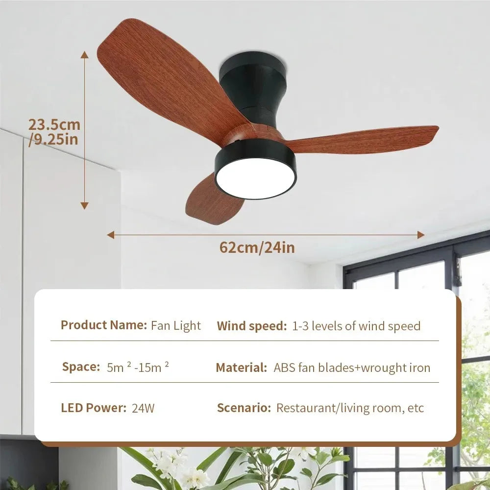Ventilatore da soffitto con telecomando Illuminazione da soffitto Piccolo a tre foglie per camera da letto – foto 9