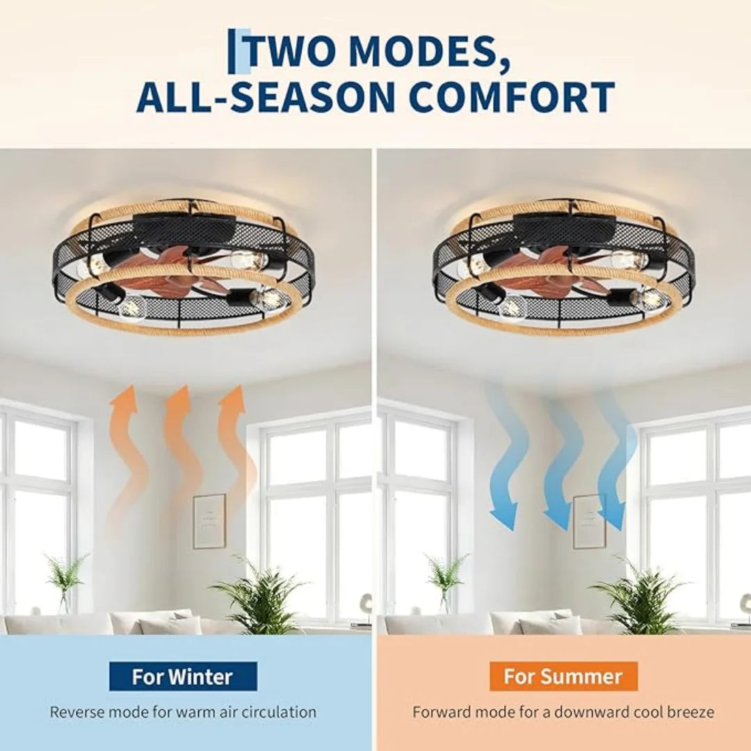 Ventilatore da soffitto 50 cm in ferro battuto con luce – dettaglio 3