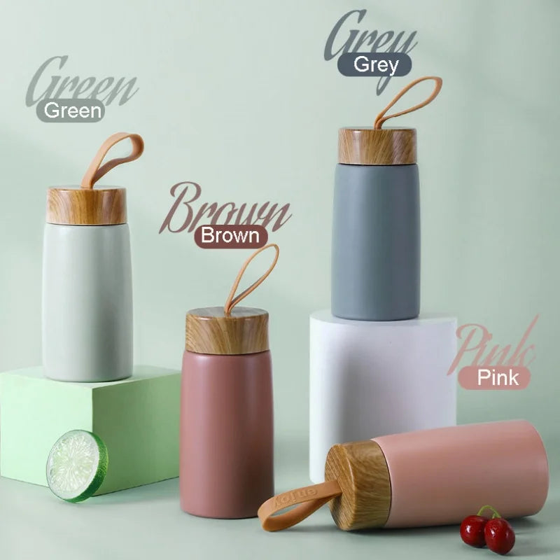Borraccia termica in acciaio da 280 ml, effetto legno