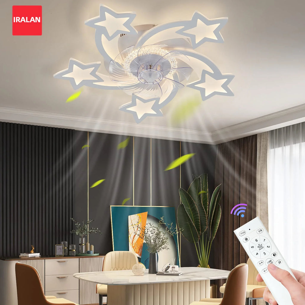 Ventilatore da Soffitto Moderno a Forma di Stella, Illuminazione Decorativa per Camera da Letto e Soggiorno